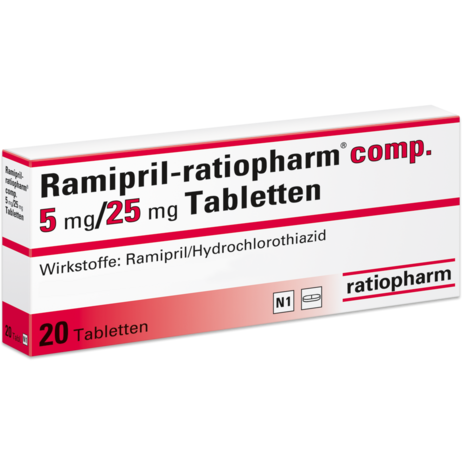 Ramipril-ratiopharm® comp. 5&nbsp;mg/25&nbsp;mg Tabletten