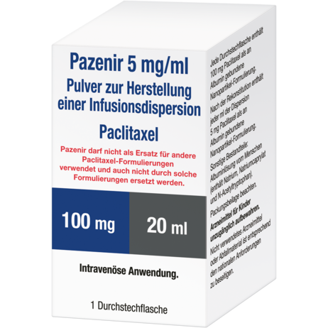 Pazenir 5&nbsp;mg/ml Pulver zur Herstellung einer Infusionsdispersion