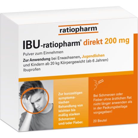 IBU-ratiopharm® direkt 200&nbsp;mg Pulver zum Einnehmen