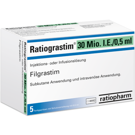 Ratiograstim® 30 Mio. I.E./0,5&nbsp;ml Injektions- oder Infusionslösung
