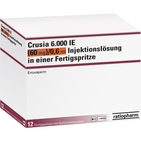 Crusia 6.000 IE (60&nbsp;mg)/0,6&nbsp;ml Injektionslösung in einer Fertigspritze