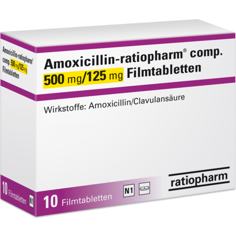 Amoxicillin-ratiopharm® comp. 500&nbsp;mg/125&nbsp;mg Filmtabletten