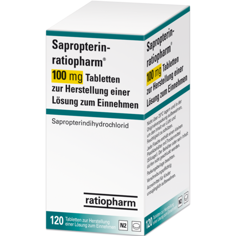 Sapropterin-ratiopharm® 100&nbsp;mg Tabletten zur Herstellung einer Lösung zum Einnehmen