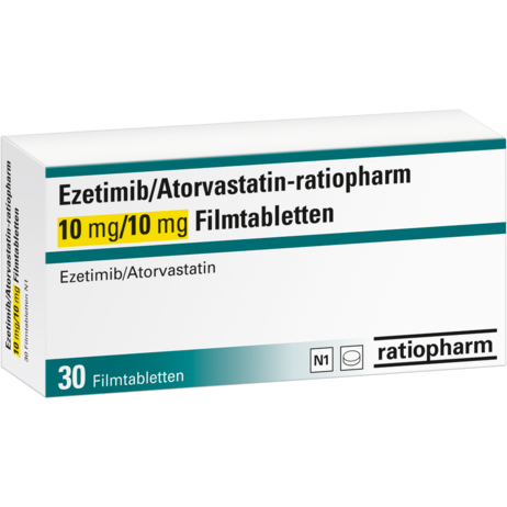 Ezetimib/Atorvastatin-ratiopharm 10&nbsp;mg/10&nbsp;mg Filmtabletten