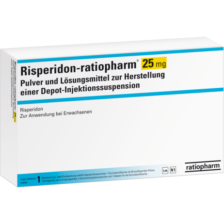 Risperidon-ratiopharm® 25&nbsp;mg Pulver und Lösungsmittel zur Herstellung einer  Depot-Injektionssuspension