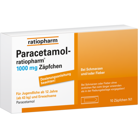 Paracetamol-ratiopharm® 1000&nbsp;mg Zäpfchen