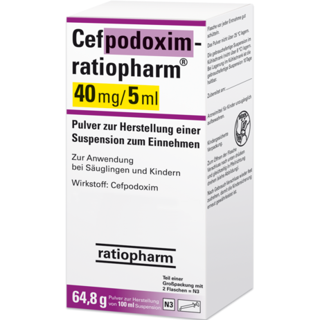 Cefpodoxim-ratiopharm® 40&nbsp;mg/5&nbsp;ml Pulver zur Herstellung einer Suspension zum Einnehmen