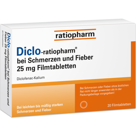 Diclo-ratiopharm® bei Schmerzen und Fieber 25&nbsp;mg Filmtabletten
