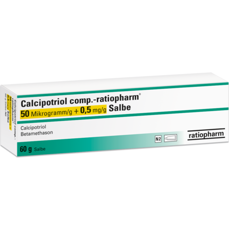 Calcipotriol comp.-ratiopharm® 50&nbsp;Mikrogramm/g + 0,5&nbsp;mg/g Salbe