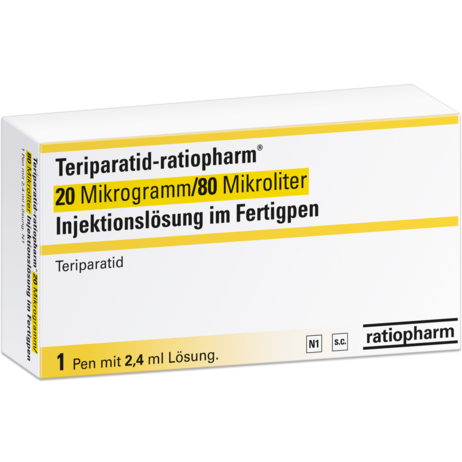 Teriparatid-ratiopharm®  20&nbsp;Mikrogramm/80 Mikroliter Injektionslösung im Fertigpen