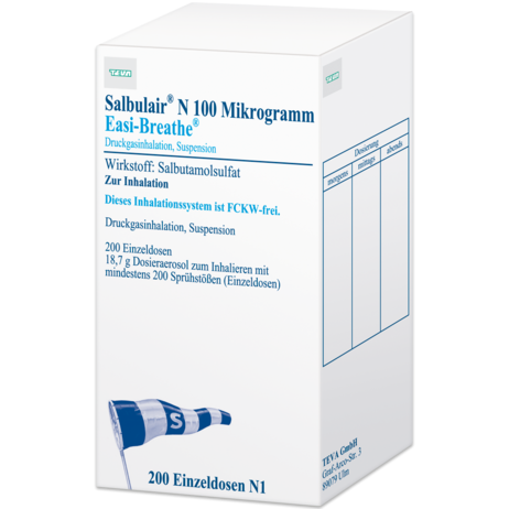 Salbulair® N 100&nbsp;Mikrogramm Easi-Breathe® Druckgasinhalation, Suspension