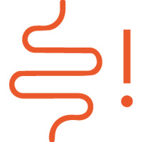 Grafische Darstellung eines Darms mit einem Ausrufezeichen.