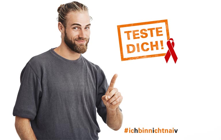 Mann fordert auf: Teste dich!