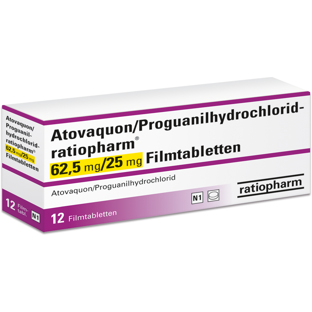 Atovaquon/Proguanilhydrochlorid-ratiopharm® 62,5&nbsp;mg/25&nbsp;mg Filmtabletten