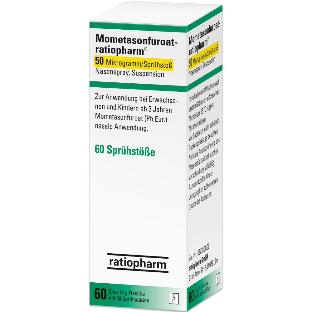 Mometasonfuroat-ratiopharm® 50&nbsp;Mikrogramm/Sprühstoß Nasenspray, Suspension