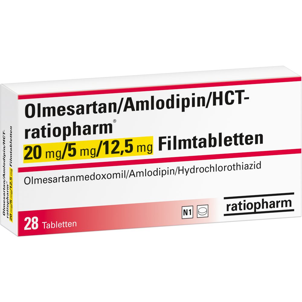 Olmesartan/Amlodipin/HCT-ratiopharm® 20&nbsp;mg/5&nbsp;mg/12,5&nbsp;mg Filmtabletten