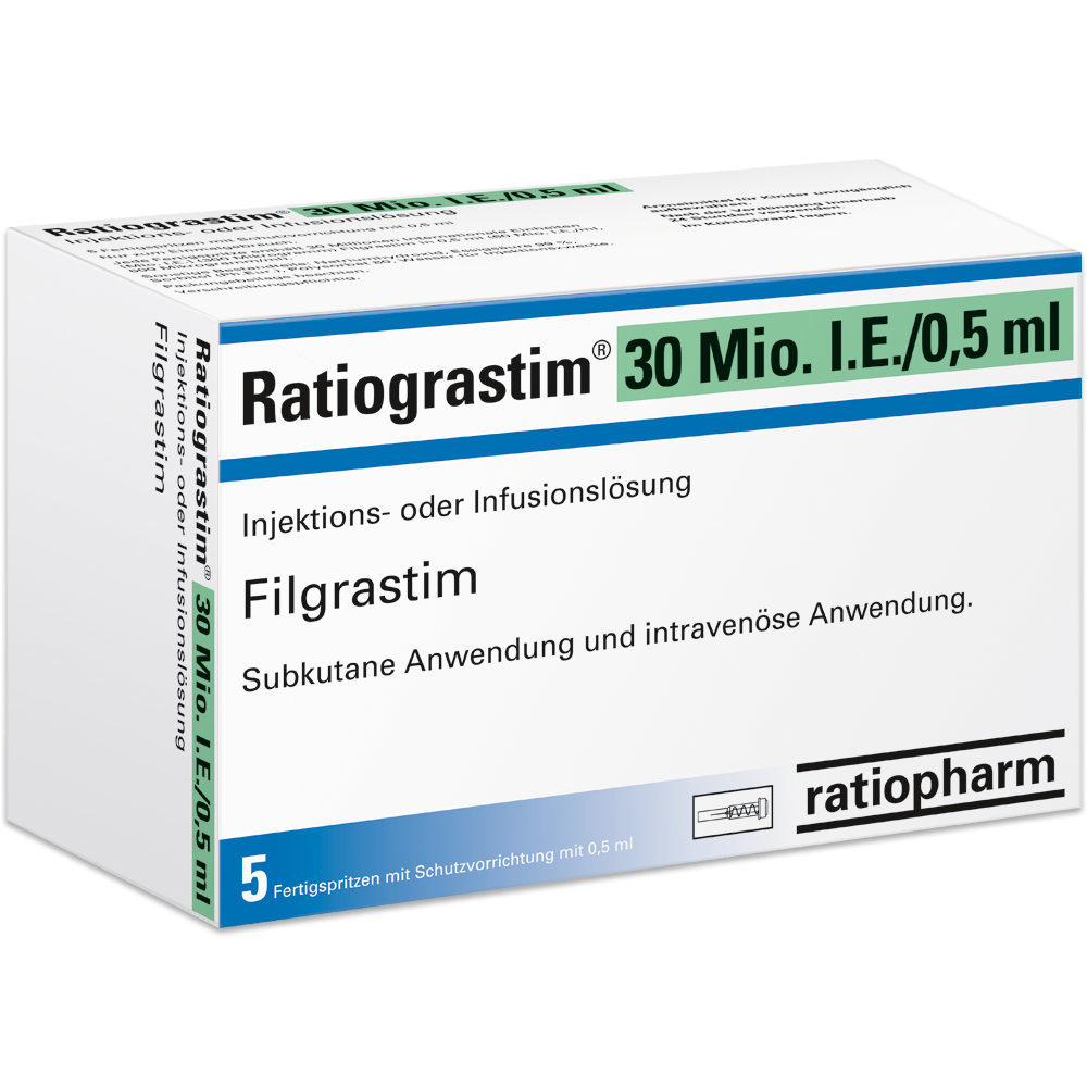 Ratiograstim® 30 Mio. I.E./0,5&nbsp;ml Injektions- oder Infusionslösung